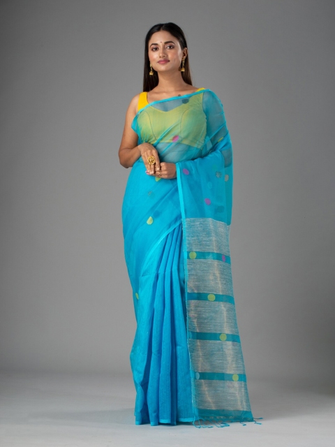

Mitera Blue Woven Design Pure Silk Saree