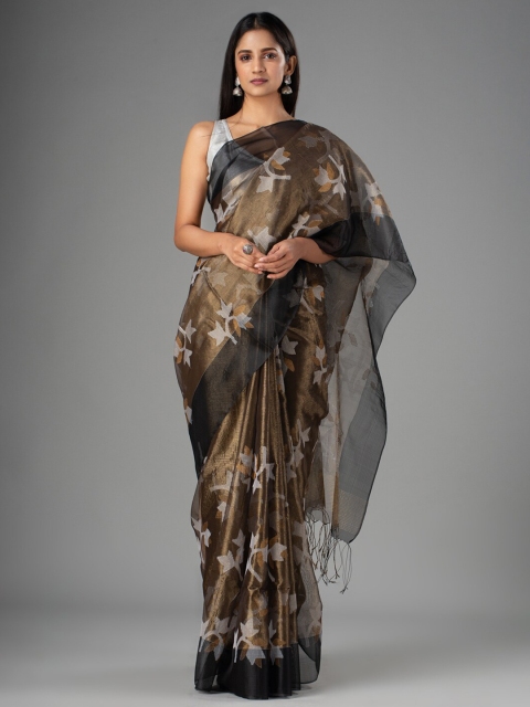 

Mitera Black & Beige Woven Design Pure Silk Saree