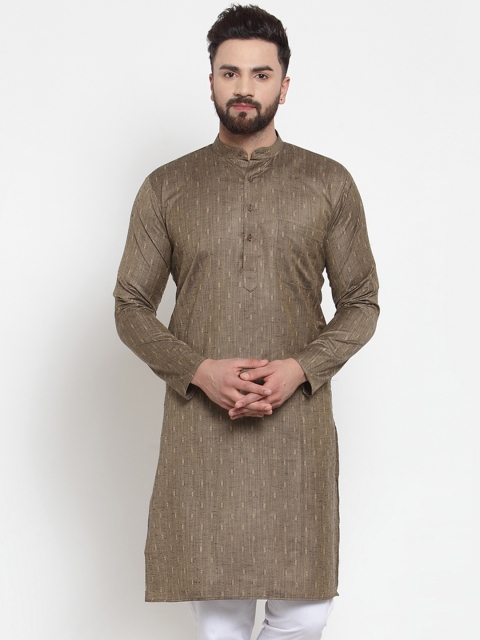

Jompers Men Bronze Cotton Abstract Woven Design Kurta