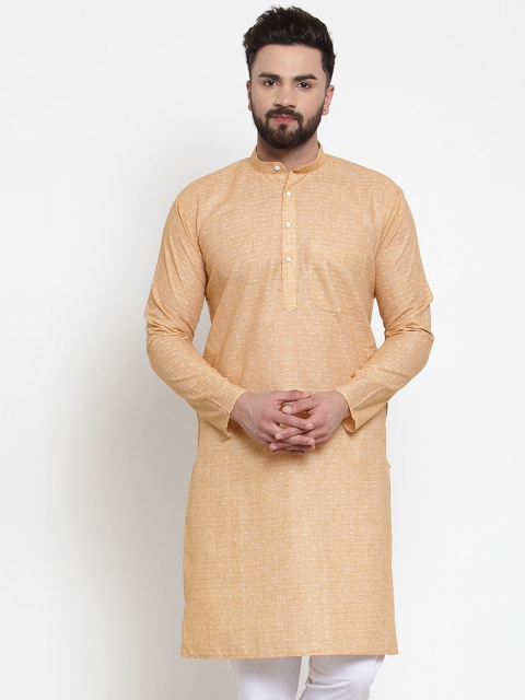 

Jompers Men Beige Cotton Woven Design Thread Work Kurta