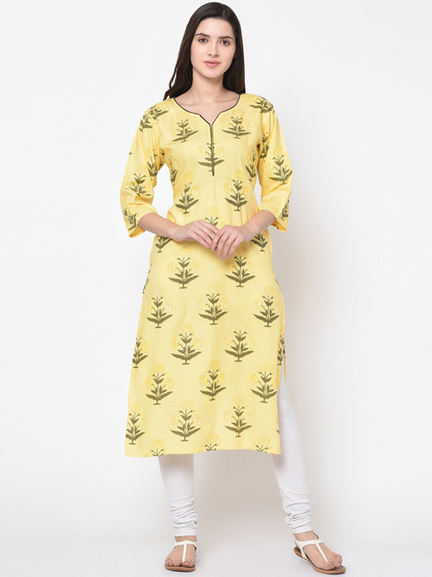 

TRUNDZ Women Yellow Ethnic Motifs Printed Kurta