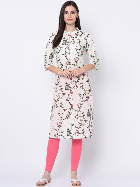 

TRUNDZ Women White Floral Printed Kurta