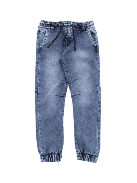 

Lil Lollipop Kids Blue Cotton Faded Straight Fit Denim Joggers