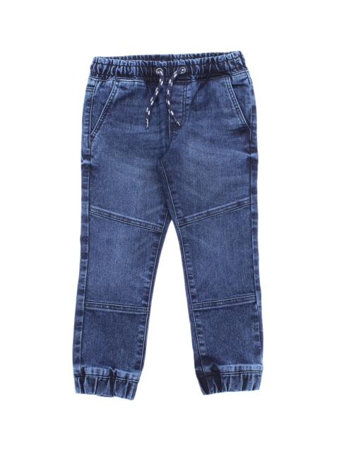 

Lil Lollipop Kids Blue Cotton Faded Straight Fit Denim Joggers