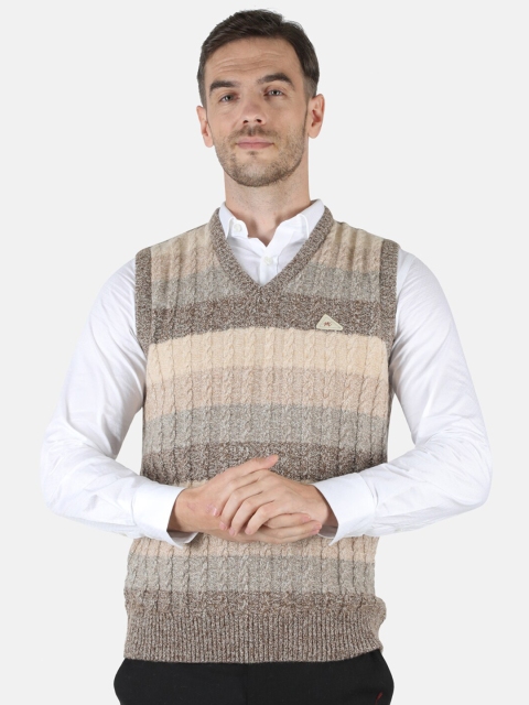 

Monte Carlo Men Brown Striped Wool Sweater Vest