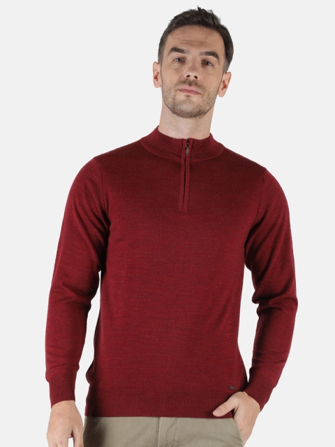 

Monte Carlo Men Maroon Pullover with Zip Detail
