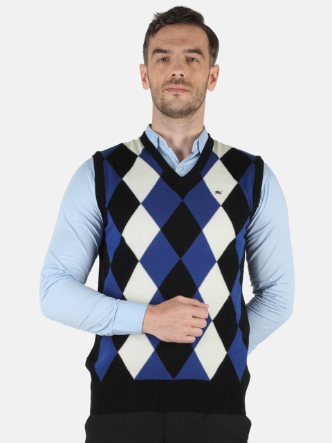 

Monte Carlo Men Blue & White Colourblocked Sweater Vest
