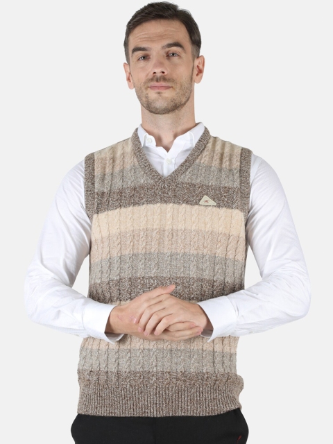 

Monte Carlo Men Brown & Beige Striped Wool Sweater Vest