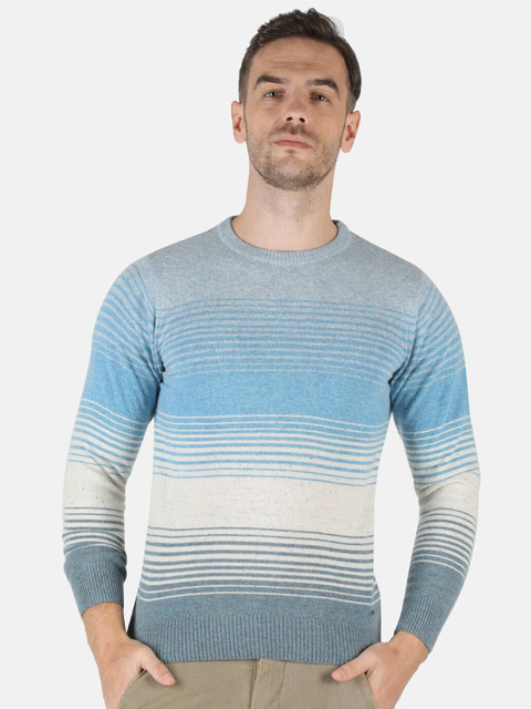 

Monte Carlo Men Blue & White Striped Wool Pullover
