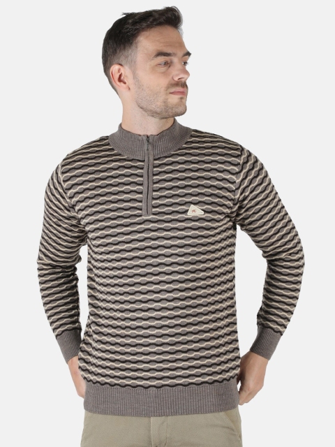 

Monte Carlo Men Brown & Black Striped Woolen Pullover