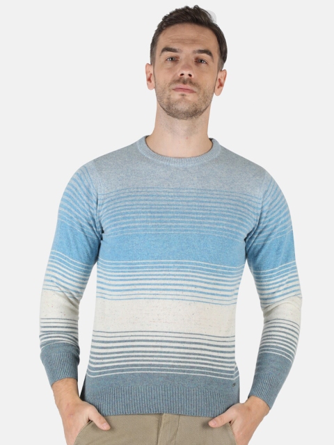 

Monte Carlo Men Blue & White Striped Wool Pullover