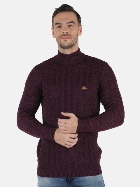 

Monte Carlo Men Burgundy Cable Knit Pure Wool Pullover