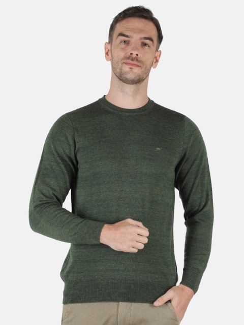 

Monte Carlo Men Olive Green Pure Wool Pullover