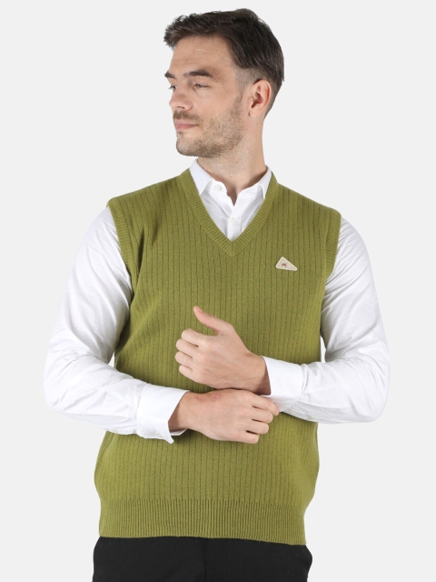 

Monte Carlo Men Green Striped Wool Sweater Vest