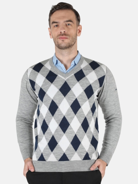 

Monte Carlo Men Grey & White Printed Pullover