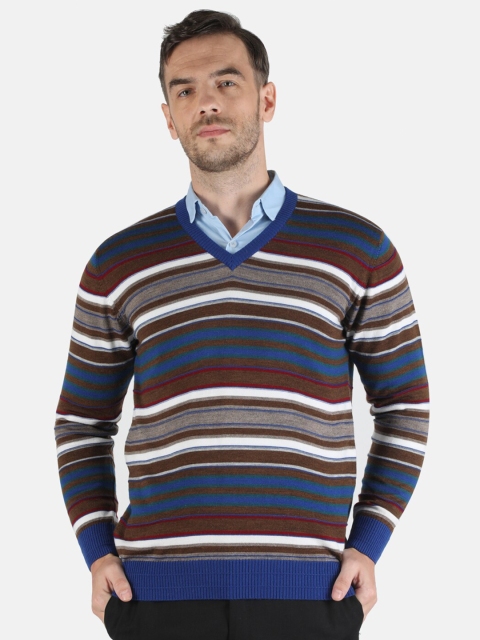 

Monte Carlo Men Blue & Brown Striped Pullover