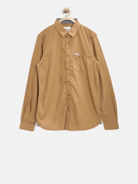 

Pepe Jeans Boys Mustard Brown Semi Fit Solid Shirt