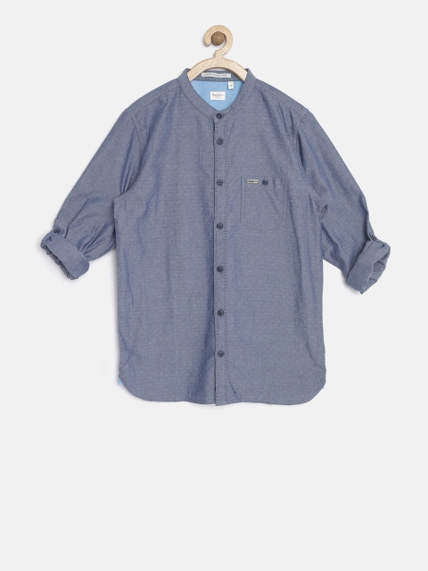 

Pepe Jeans Boys Blue Self-Design Semi Fit Casual Shirt