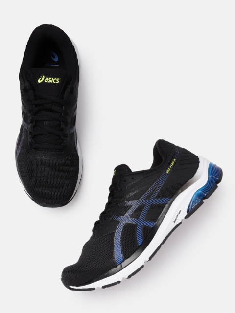 

ASICS Men Black & Navy Blue Woven Design Gel Flux 6 Running Shoes