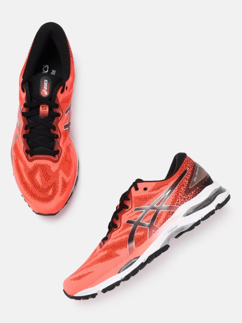 

ASICS Men Coral & Black Woven Design Gel-Ziruss 5 Running Shoes