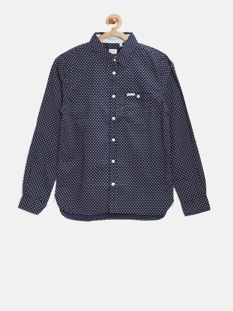 

Pepe Jeans Boys Navy Printed Semi Fit Casual Shirt, Navy blue