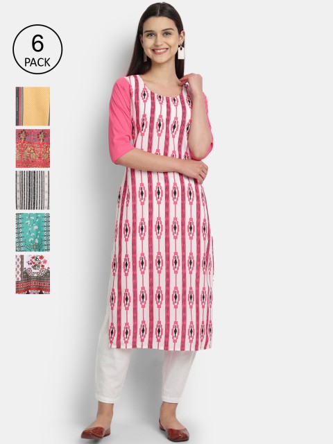 

1 Stop Fashion Women Pack Of 6 Kurtas, Multi