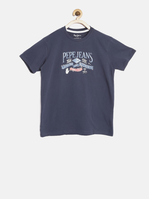 

Pepe Jeans Boys Navy Printed Round Neck T-shirt, Navy blue