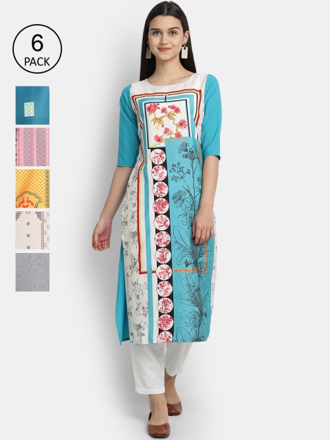 

1 Stop Fashion Women Pack Of 6 Kurtas, Yellow