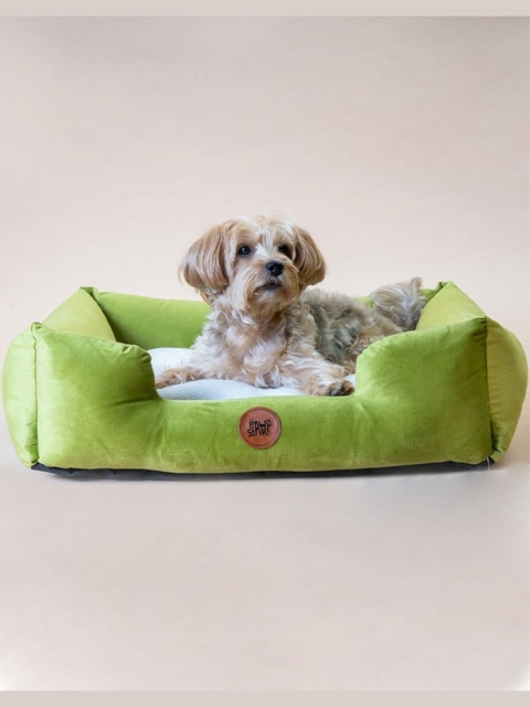 

thepawpstarco Green & White Solid Cotton Pet Bed