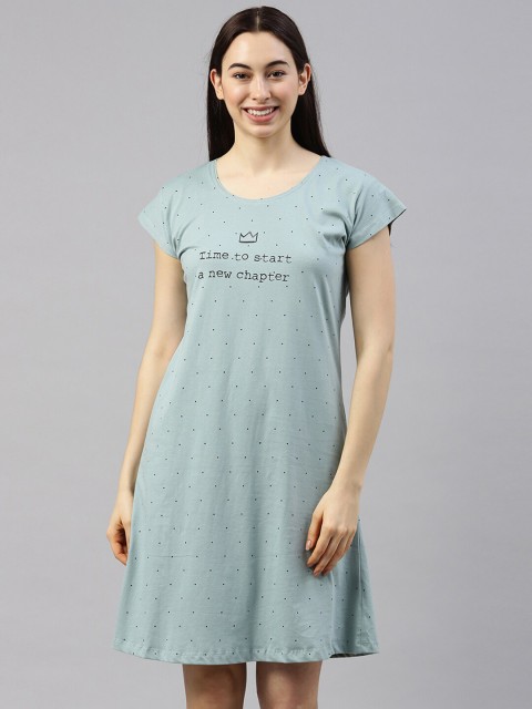 

GOLDSTROMS Sea Green Printed T-shirt Nightdress