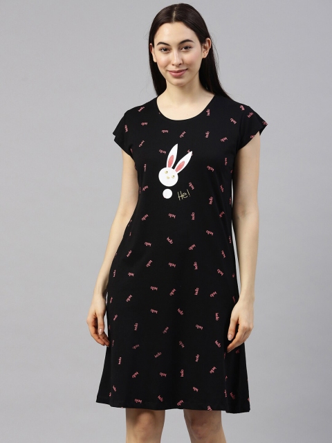 

GOLDSTROMS Black & Pink Printed T-shirt Nightdress
