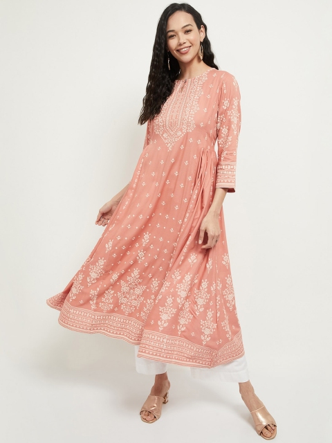 

max Women Peach-Coloured Ethnic Motifs Printed Anarkali Kurta