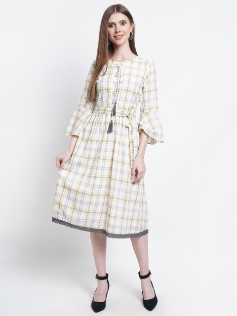 

Purple State Yellow Checked Midi Dress