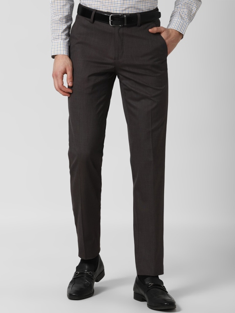 

Peter England Men Charcoal Grey Solid Slim Fit Trousers