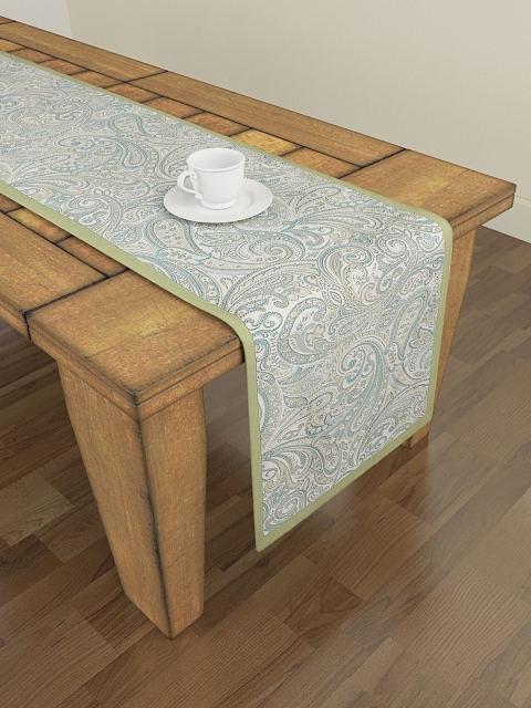 

S9home by Seasons Off-White & Blue Printed 6-Seater Table Runner