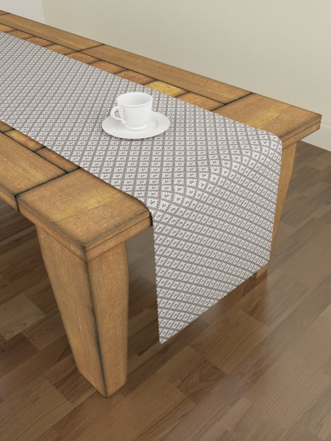 

S9home by Seasons Grey & White Woven-Design 6-Seater Table Runner