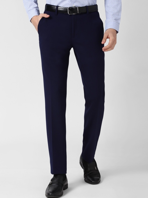 

Peter England Elite Men Navy Blue Slim Fit Trousers