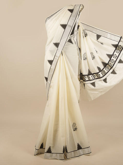

Pothys Off White & Black Saree