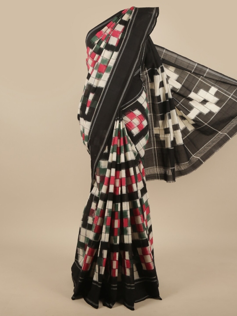 

Pothys Black & White Pure Cotton Pochampally Saree