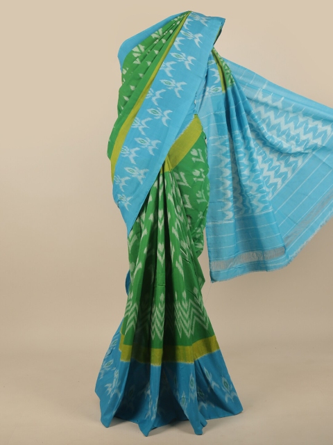 

Pothys Green & Turquoise Blue Ethnic Motifs Pure Cotton Kota Saree