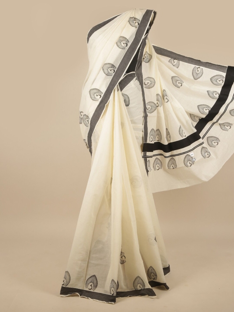 

Pothys Off White & Black Ethnic Motifs Saree