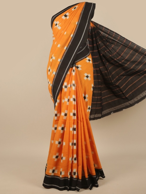 

Pothys Mustard & Black Pure Cotton Saree
