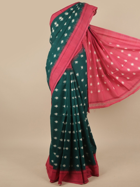 

Pothys Teal & Pink Printed Pure Cotton Saree