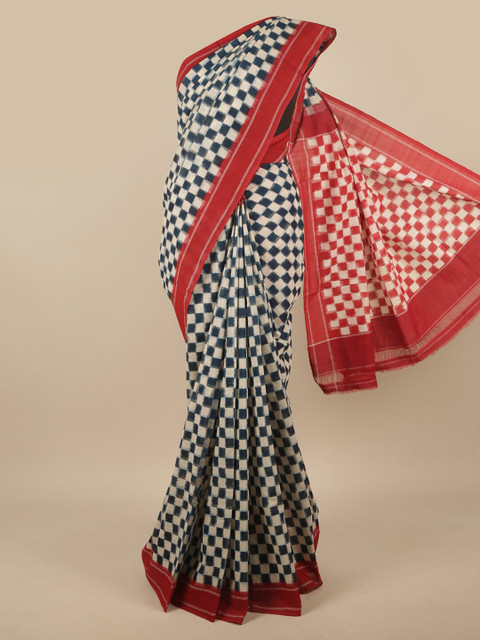 

Pothys Black & Red Zari Pure Cotton Saree