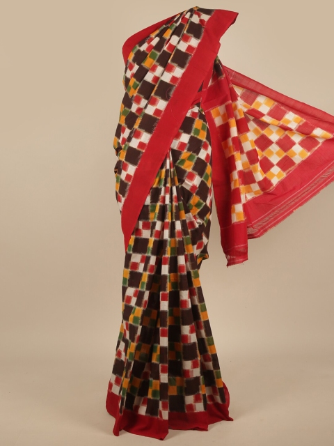 

Pothys Black & Red Geometric Printed Cotton Blend Saree