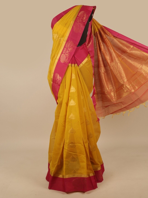 

Pothys Yellow & Gold-Toned Woven Design Zari Silk Cotton Saree