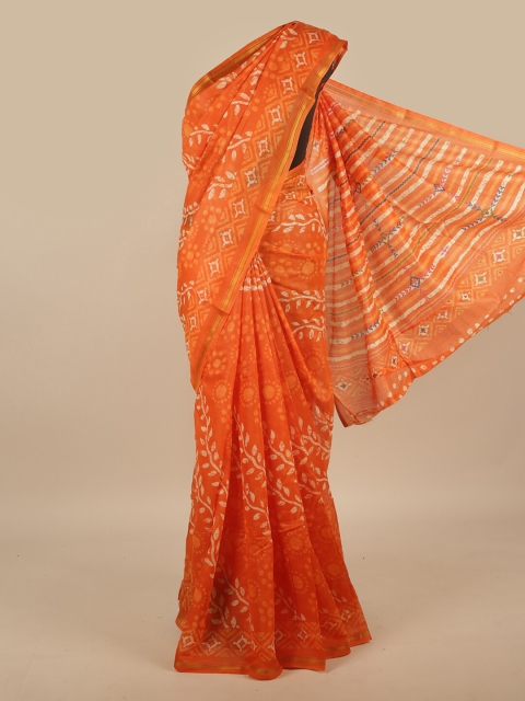 

Pothys Orange & Gold-Toned Ethnic Motifs Zari Saree
