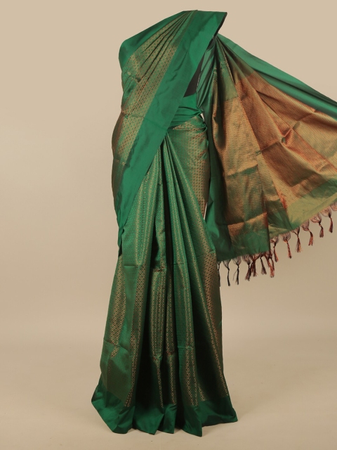 

Pothys Green & Gold-Toned Woven Design Silk Cotton Saree