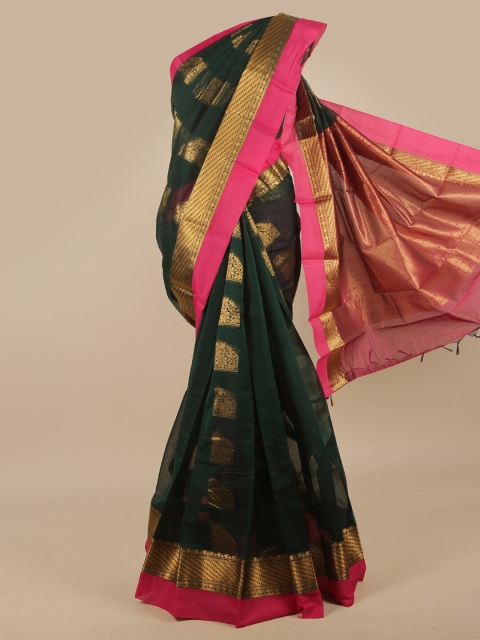 

Pothys Green & Magenta Woven Design Zari Silk Cotton Saree