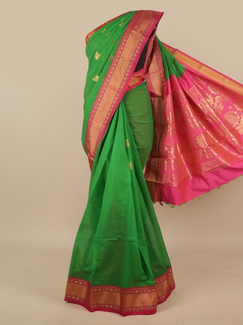 

Pothys Green & Pink Woven Design Silk Cotton Saree